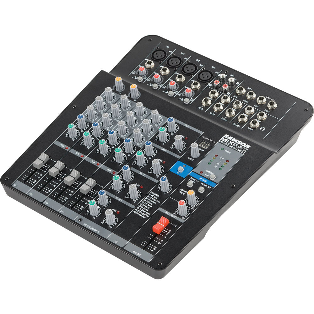 Samson Mixer Analógico MIXPAD MXP124FX con Efectos y USB, 12 Canales, 4 Entradas XLR, 100