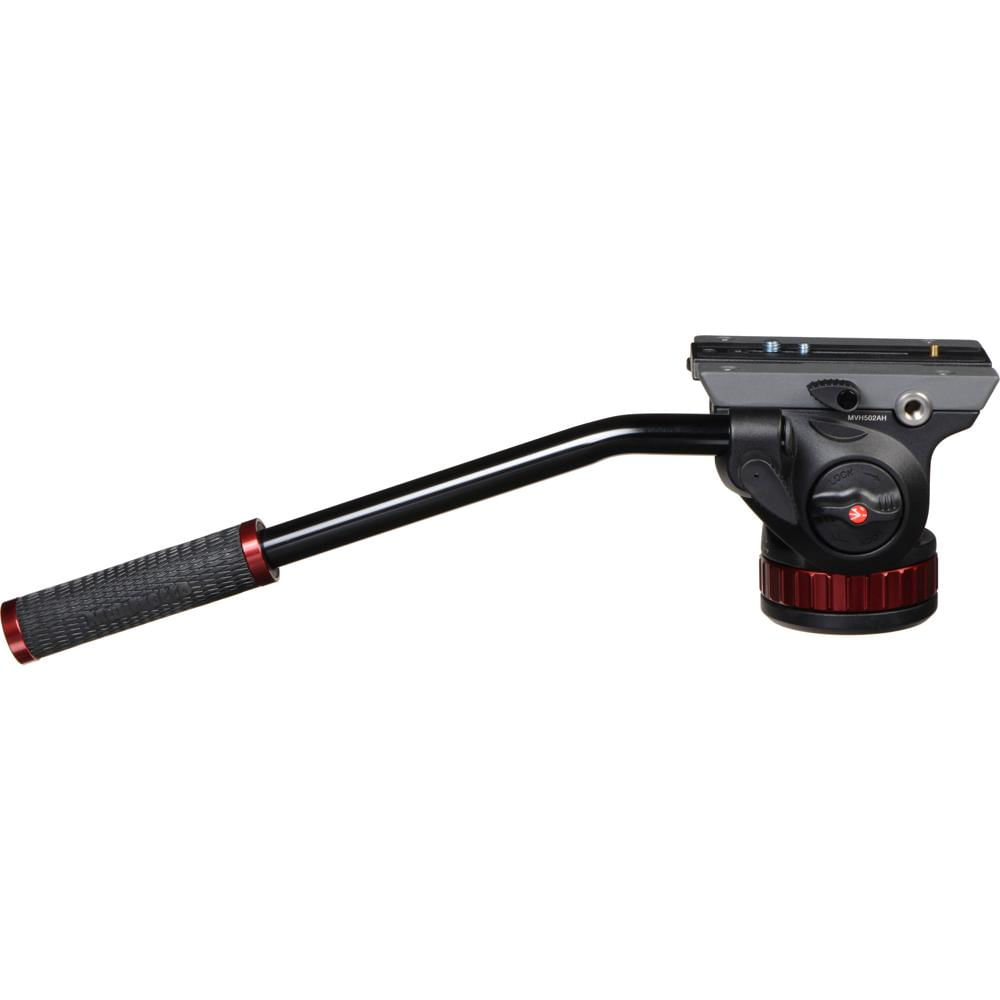 Manfrotto Cabezal de Video Pro 502AH con Base Plana - Capacidad de Carga 22 lb, Soporte de