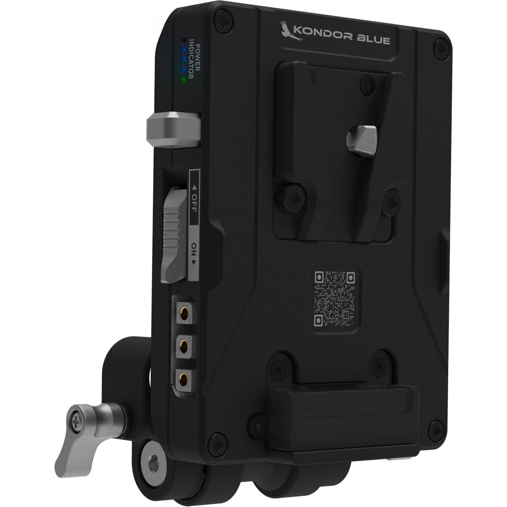 Kondor Blue Placa de Batería Pro con Bloque de Varilla Giratorio V-Mount, Negro Cuervo -