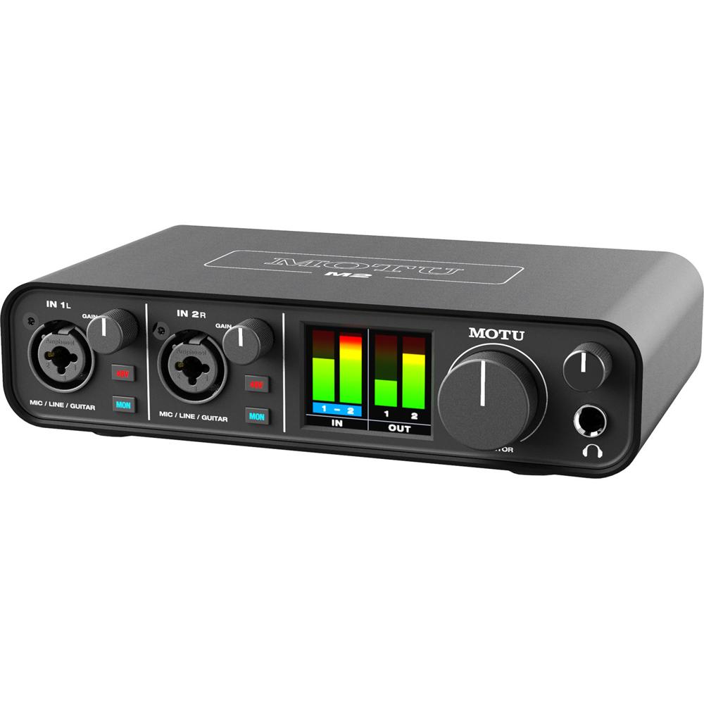 MOTU M2 Interfaz de Audio/MIDI USB-C 2x2 con Preamplificadores, 24-Bit/192 kHz, Loopback y