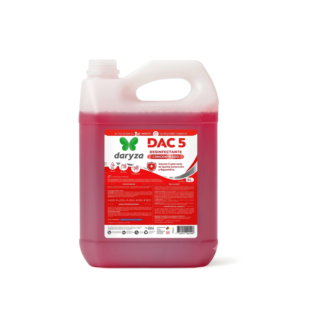 Desinfectante Amonio Cuaternario Aplicación Directa Dac 5 Daryza X 5lt