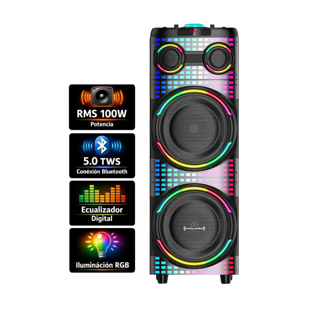 Torre de Sonido Halion HA 1246 Con 02 Bocinas de 2 12 Karaoke RGB