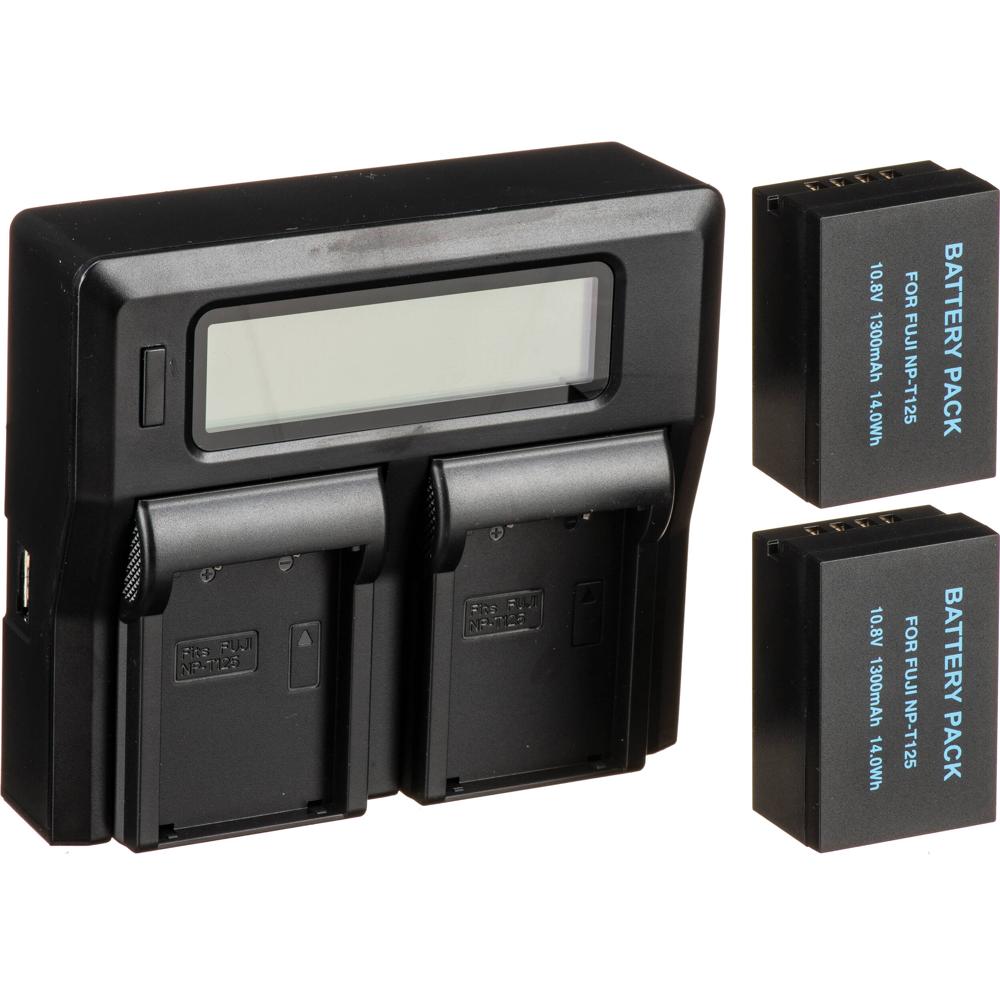 Bescor Kit de Batería y Cargador Doble NPT125 para Cámaras FUJIFILM GFX 50R, GFX 50S y G
