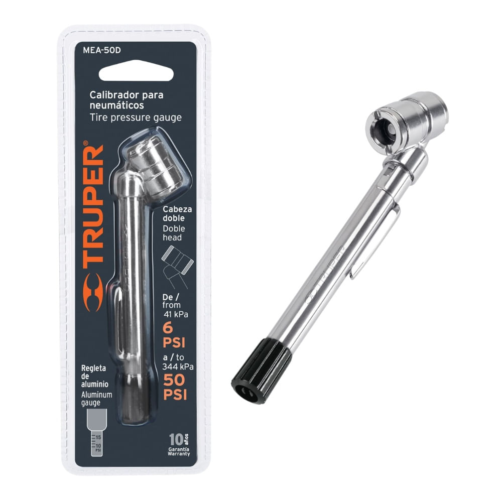 Medidor de Presion para Neumaticos de Laton Rango 6 a 50 PSI Truper MEA-50D