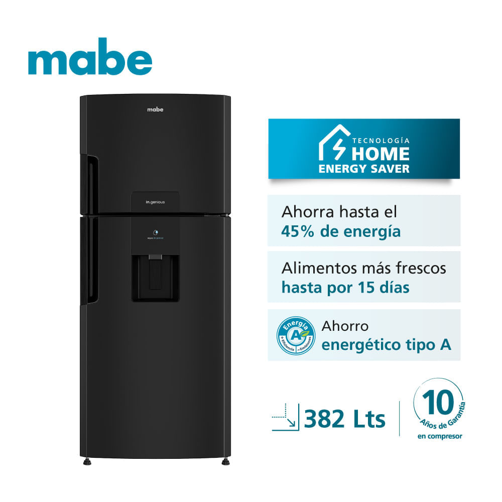 Refrigeradora Mabe No Frost RMP415GPG 382L Negro Top Mount
