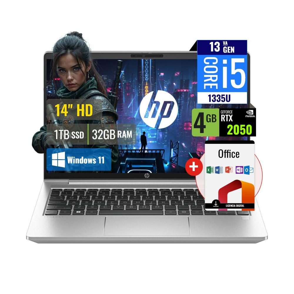 Combo Laptop HP ProBook 440 Intel Core i5 32GB RAM 1TB SSD 4GB RTX 2050 14 HD y Office 9P2Y7LAOF
