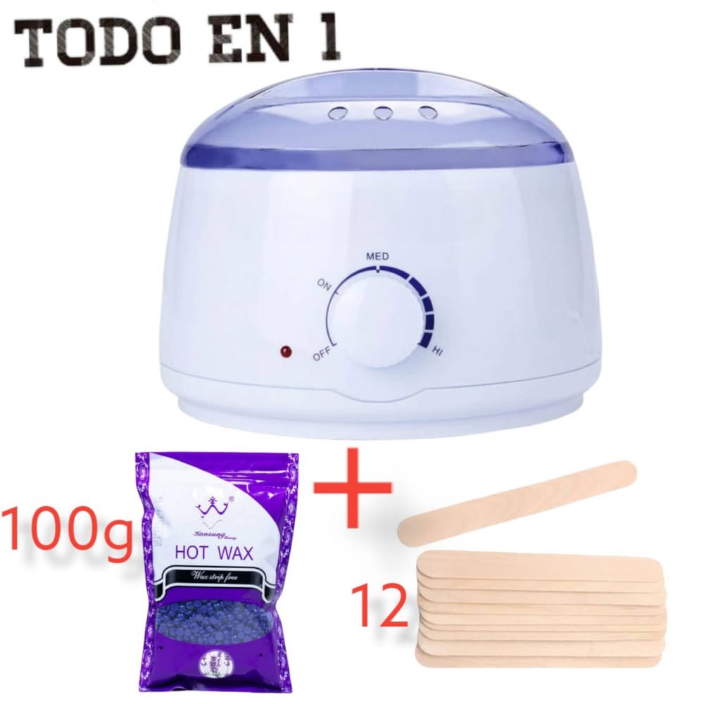 Set Completo Depilación Cera Dura Fácil y Seguro Incluye Cera 100gramos y Palillos Aplicadores