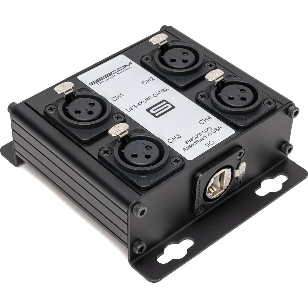 Sescom Extensor de Audio Analógico/Digital SES-4XLRF-CATBX 4 Canales sobre Cat 5/6/7, 48