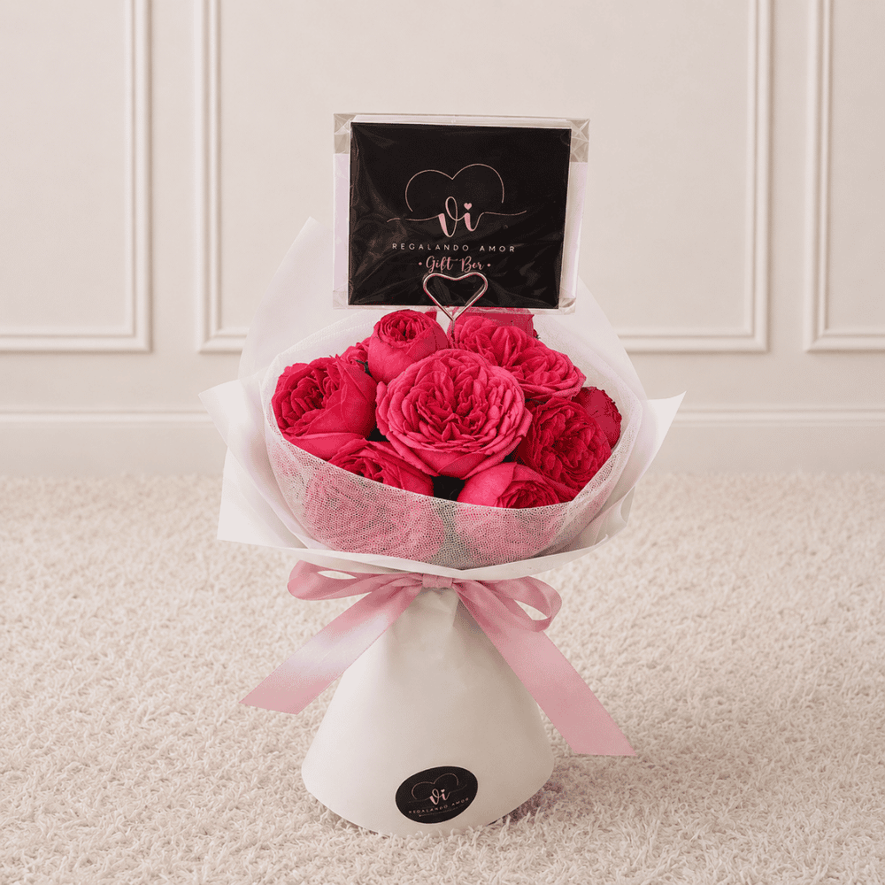 Mini Ramo Blair rosas inglesas fucsia