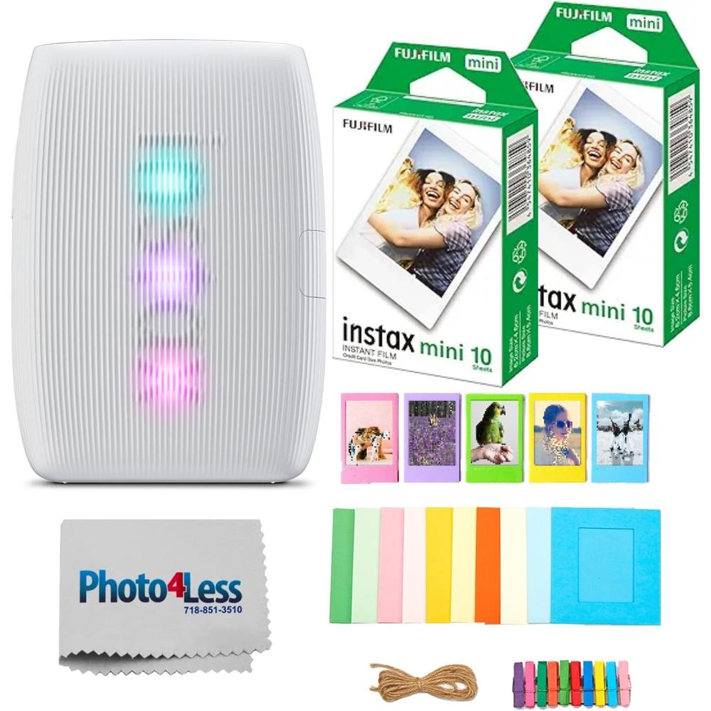 IMPRESORA FUJIFILM INSTAX MINI LINK 3 + PELÍCULA MINI 20HJ + MARCOS SET 4PZS | BLANCO ARCILLA