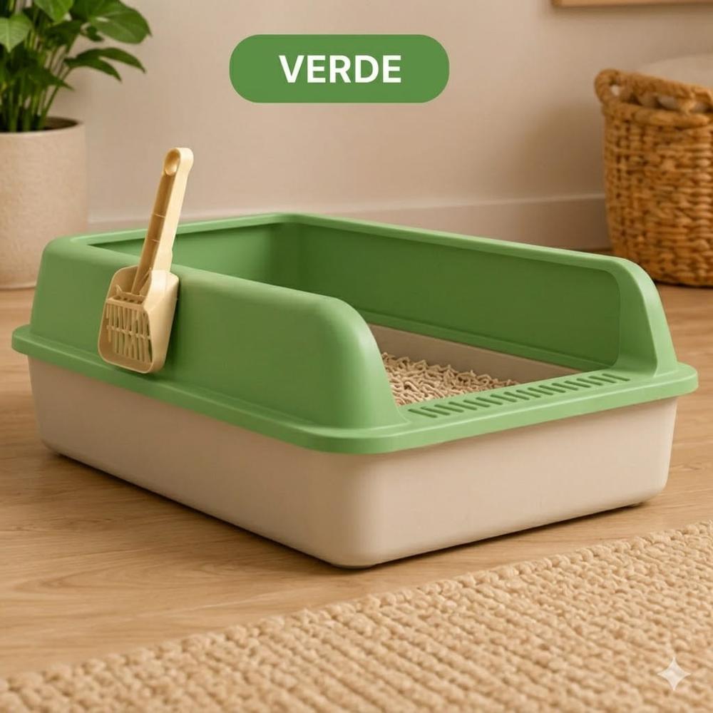 Arenero Abierto para Gatos con Pala - 59 x 40 x 22 cm - Verde