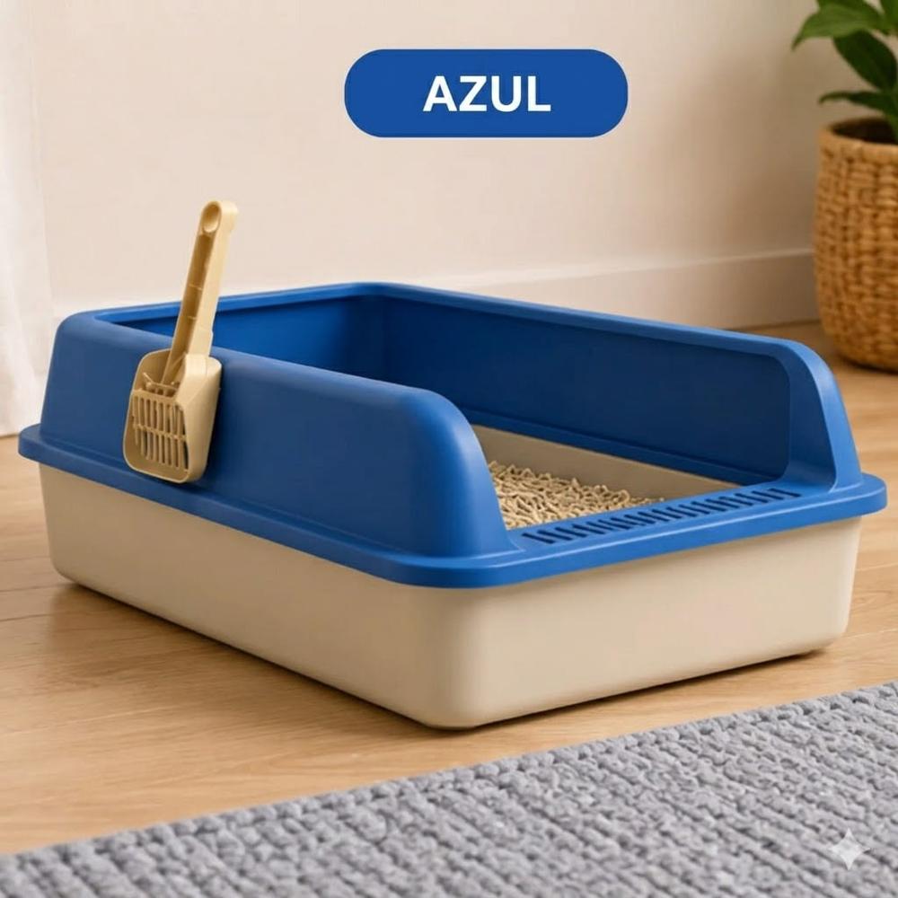 Arenero Abierto para Gatos con Pala - 59 x 40 x 22 cm - Azul