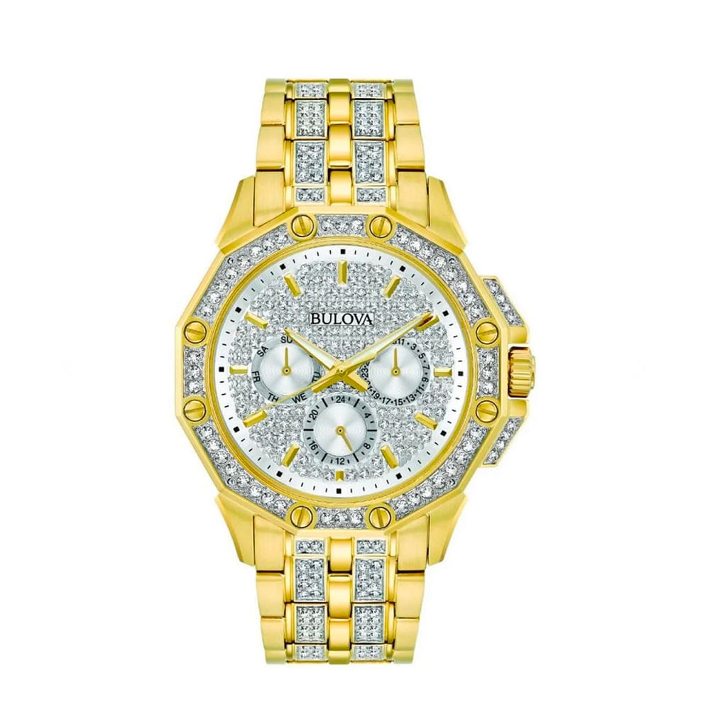 RELOJ BULOVA OCTAVA DORADO CON CRISTALES