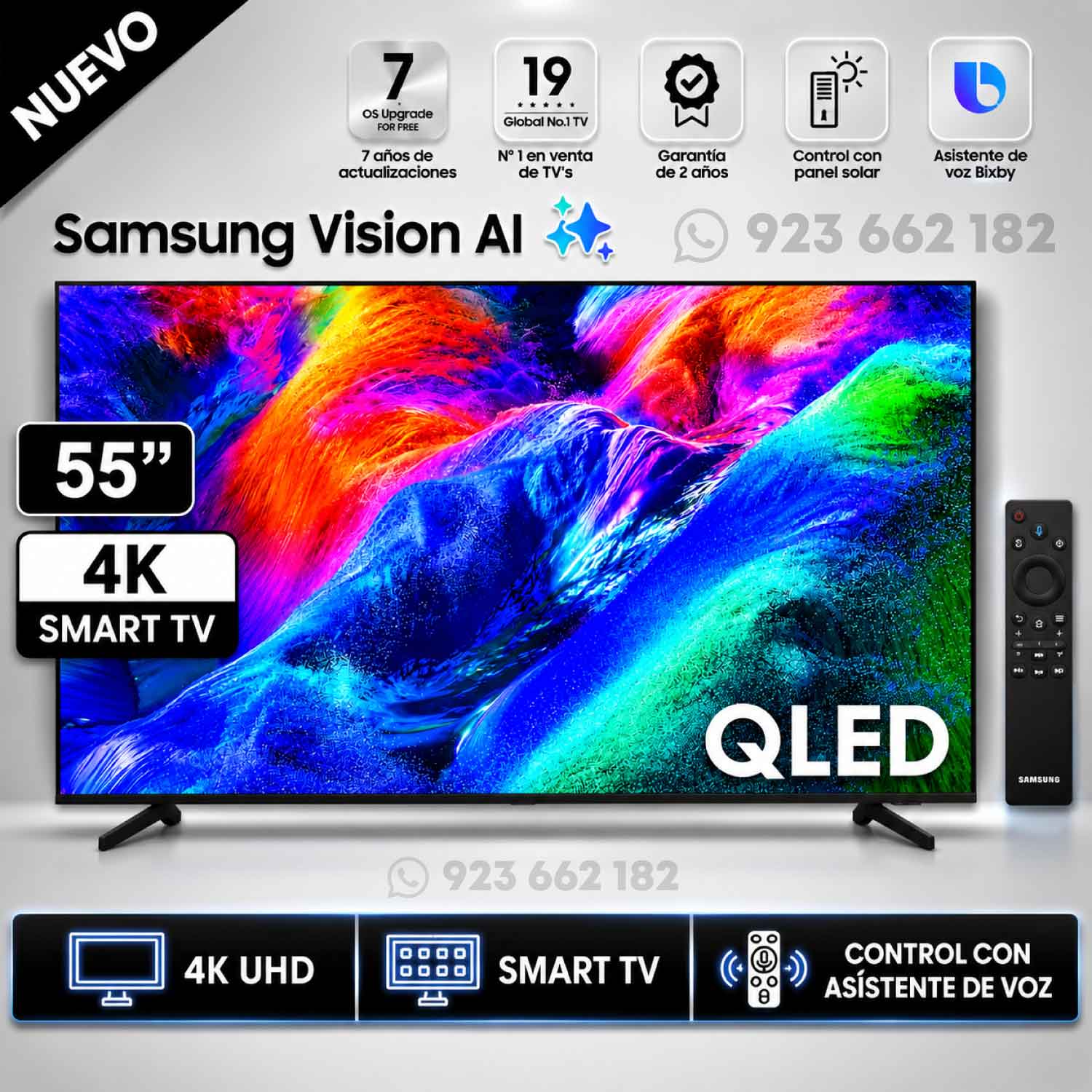 Televisor Samsung 55 Pulg  QLED Smart UHD 4K Vision Ai QN55Q7FAAGXPE Modelo 2025