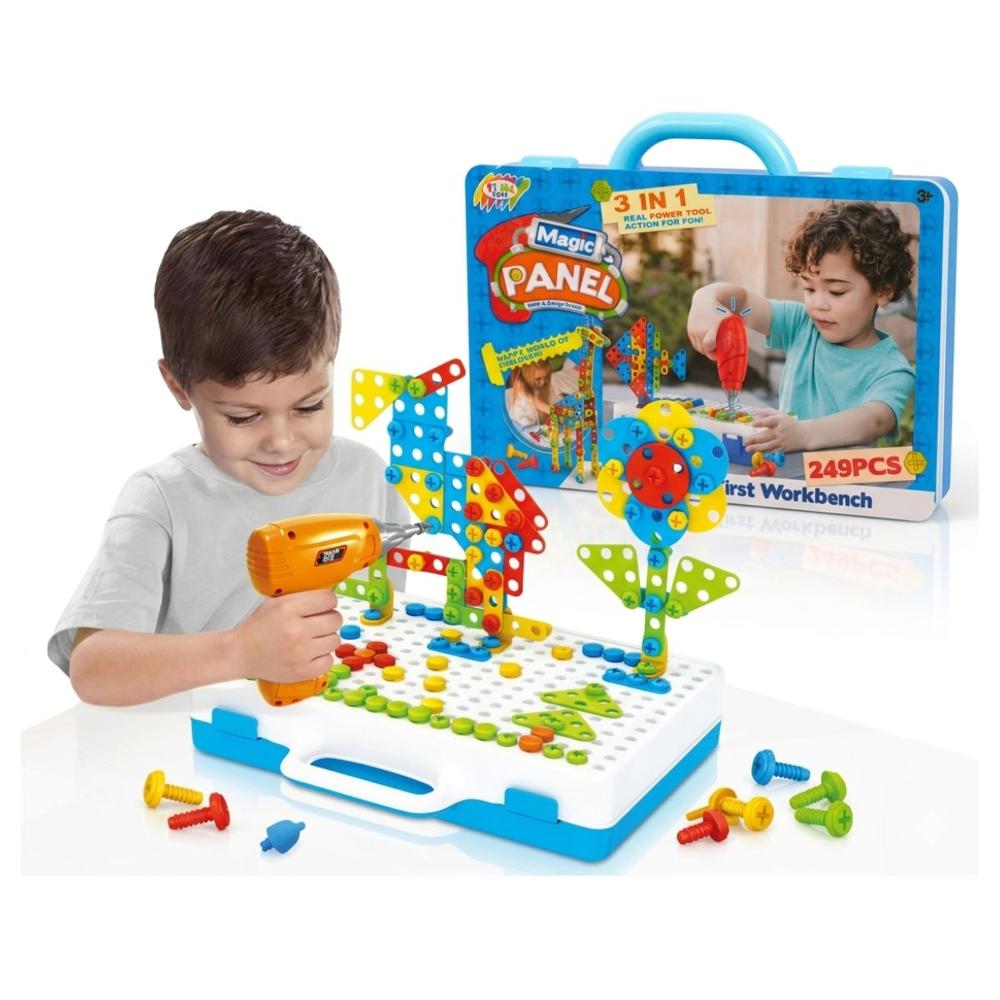 Juguete De Construccion Con Taladro Didactico 249 Piezas Magic Panel