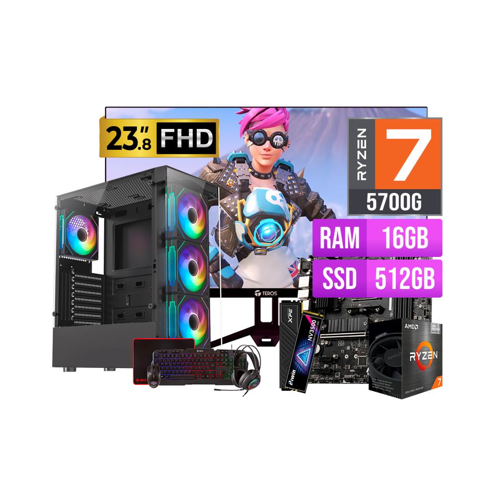 COMBO GAMER RYZEN 7 5700G 16GB 512GB MONITOR 23.8 120HZ