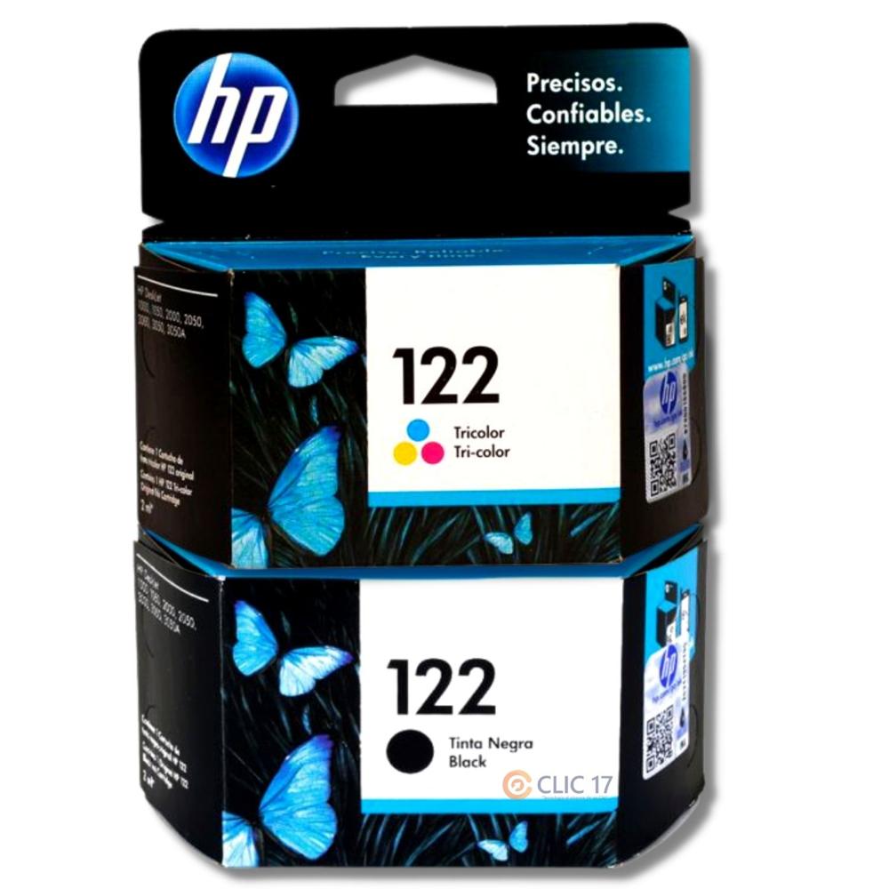 Kit Tinta HP 122 Negro, Tricolor Original