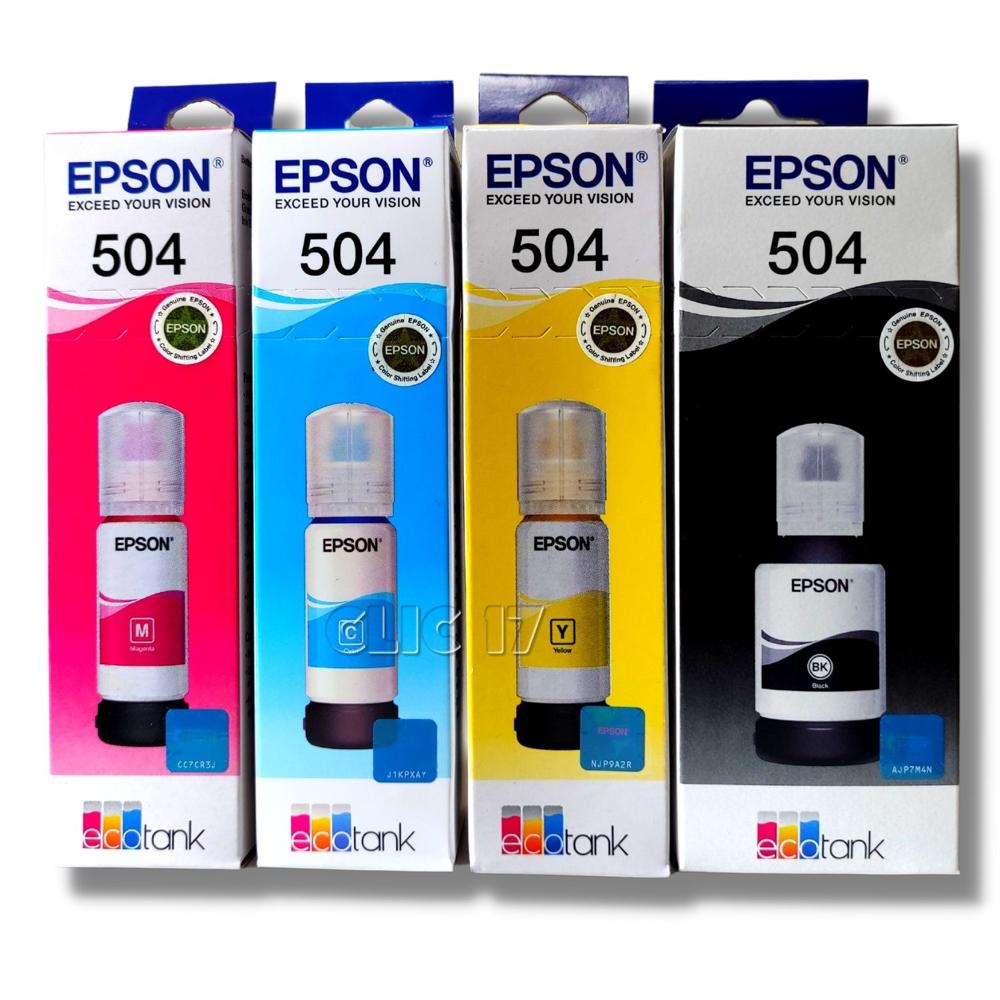 Kit Tinta Epson 504 Cyan, Magenta, Amarillo, Negro Orignal
