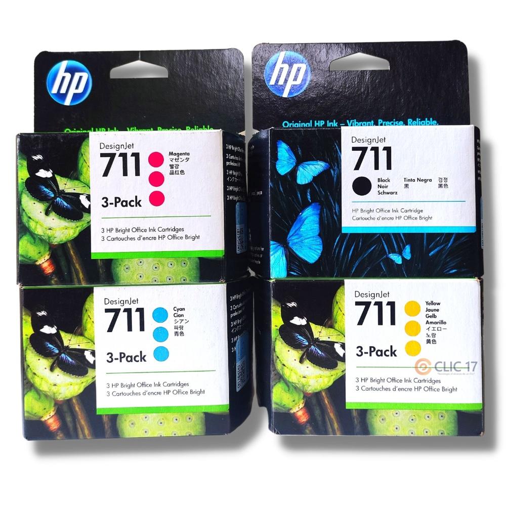 TINTA HP 711 3PACK PACK DE 4 COLORES NEGRO 80ML ORIGINAL