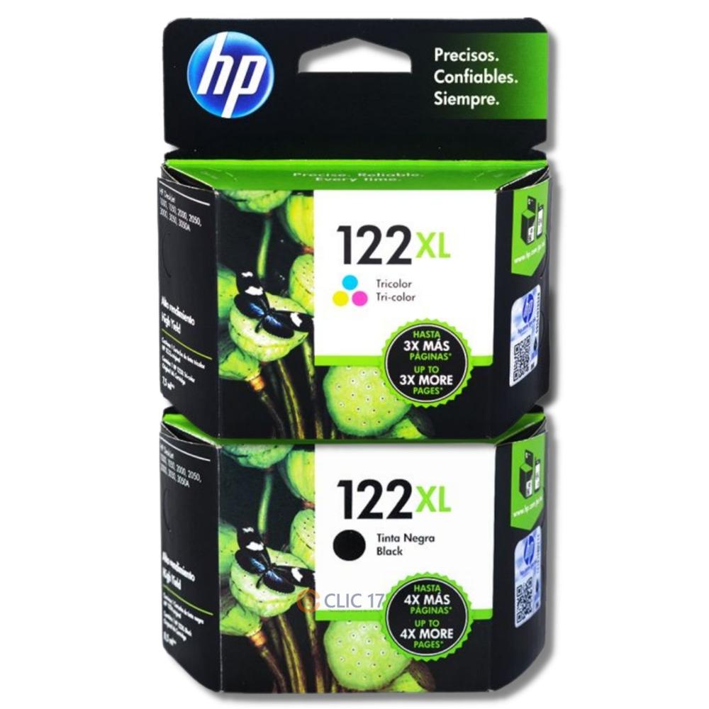 Kit Tinta HP 122XL Negro, Tricolor Original