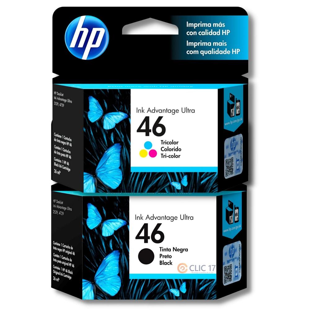 Kit Tinta HP 46 Negro, Tricolor Original