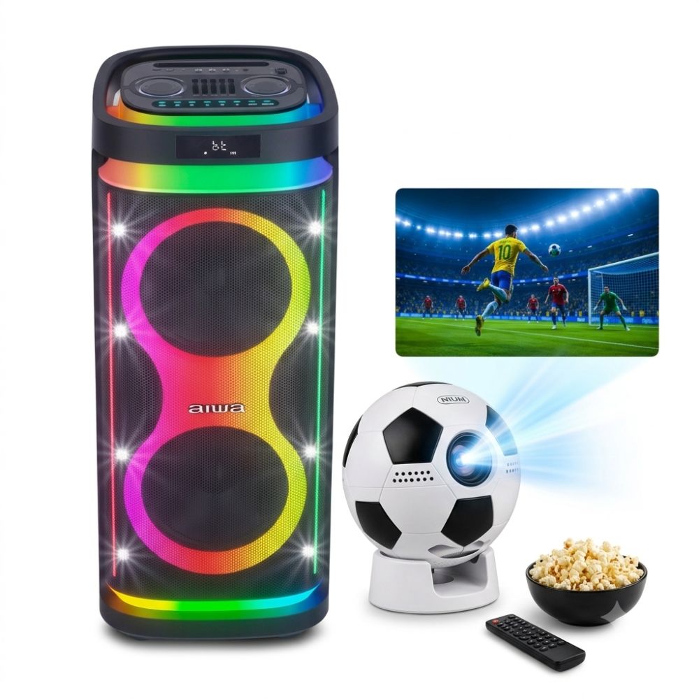Combo One Box Aiwa AWPOH6D 1000W Batería Mas Proyector Inteligente Nium Gol Vision 720P