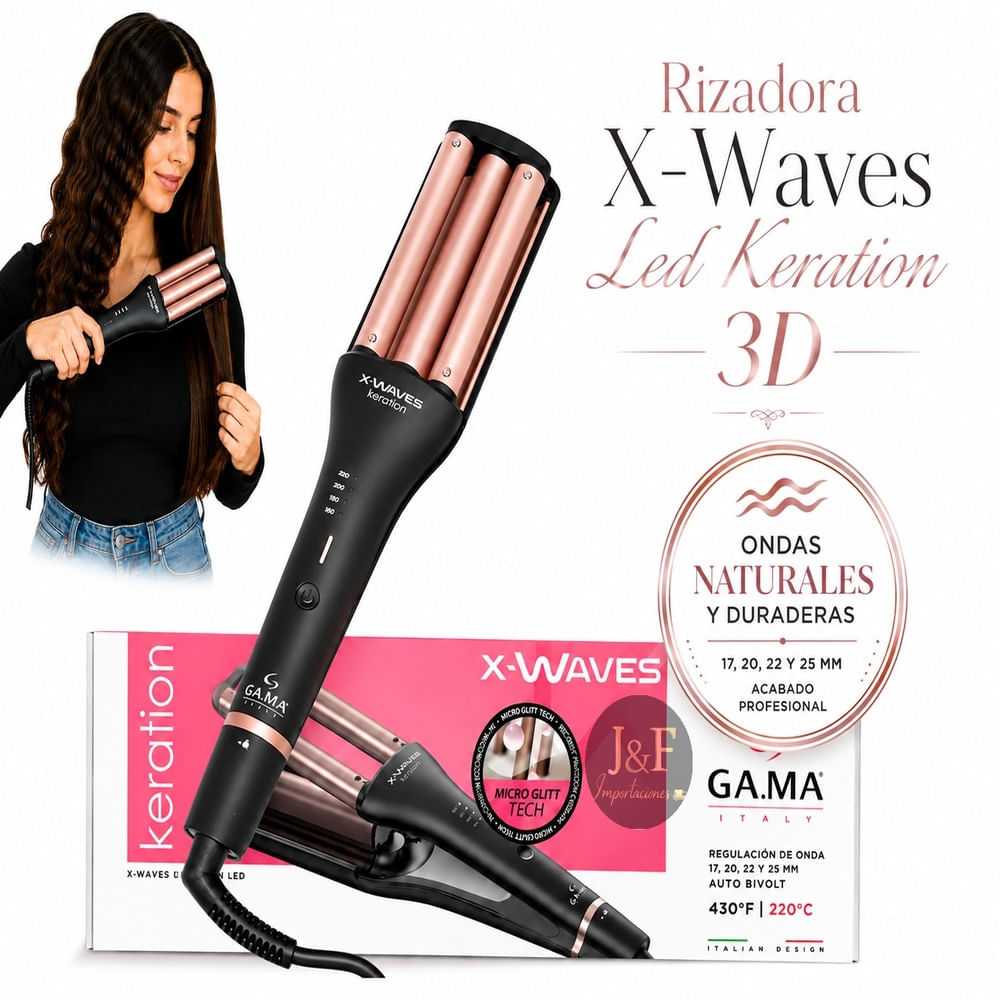 Rizador de Cabello GA.MA X-Waves Keration LED 3D