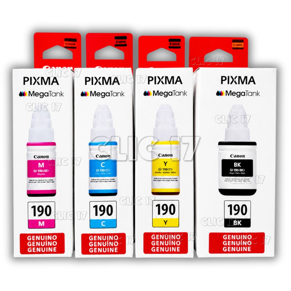 Kit Tinta Canon 190 Cyan, Magenta, Amarillo, Negro Original