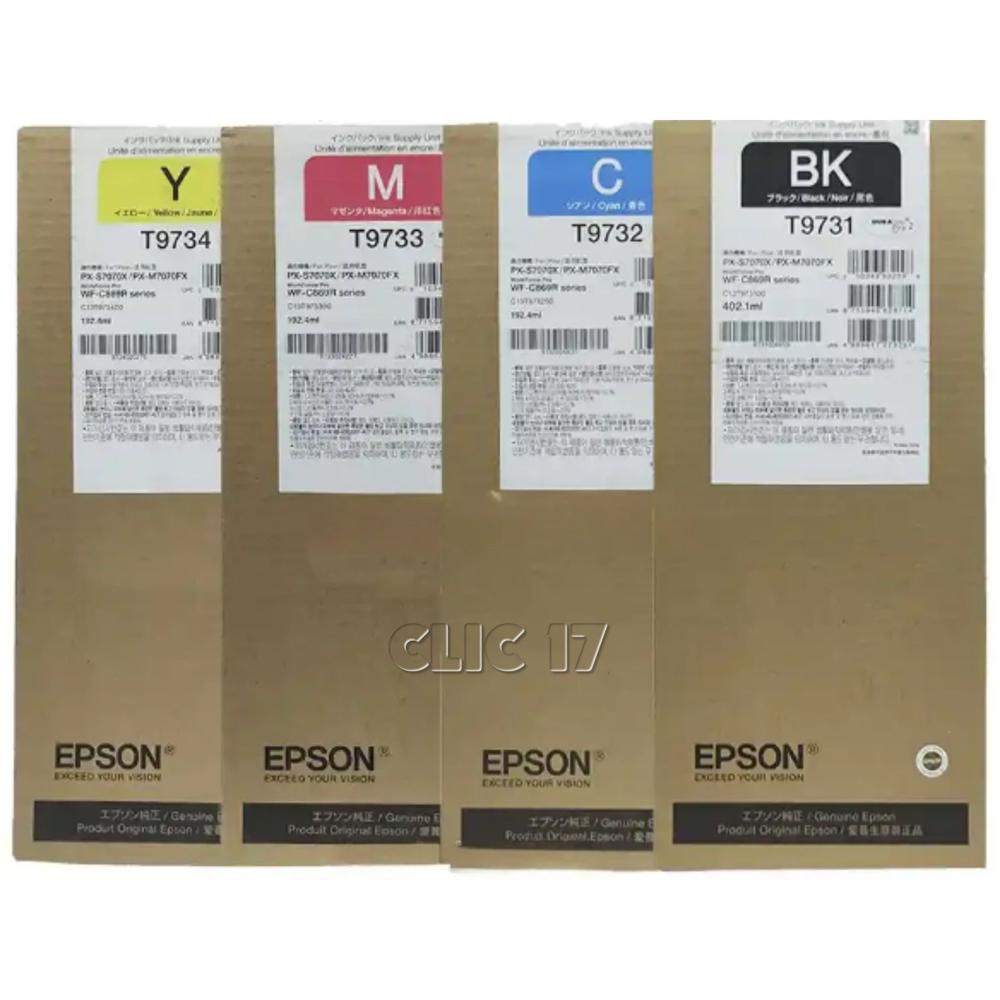 Kit Tinta Epson T973 CIAN MAGENTA AMARILLO NEGRO Original