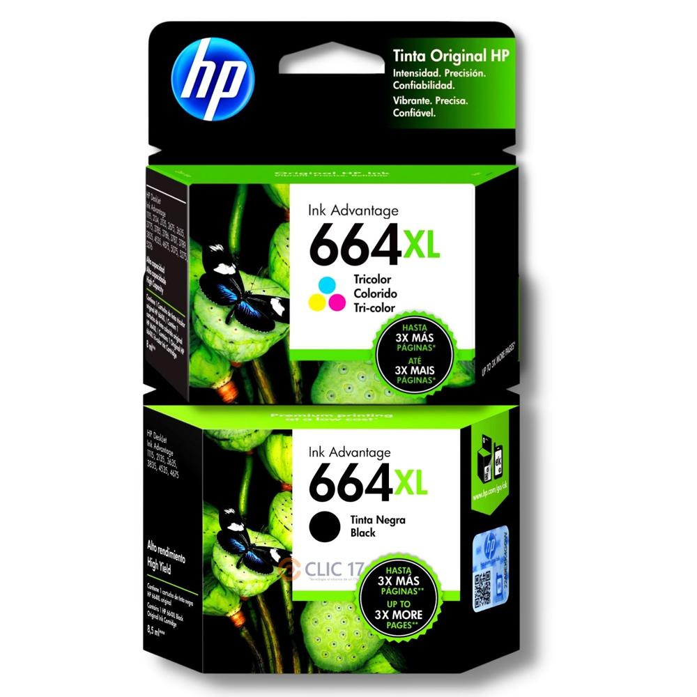 TINTA HP 664XL NEGRO Y TRICOLOR ORIGINAL