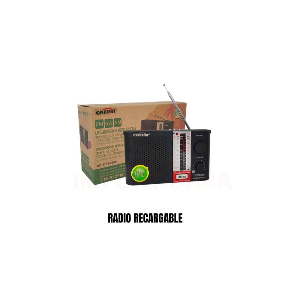 Radio Cafini CN-R12FM-BT Recargable con Cable de Corriente