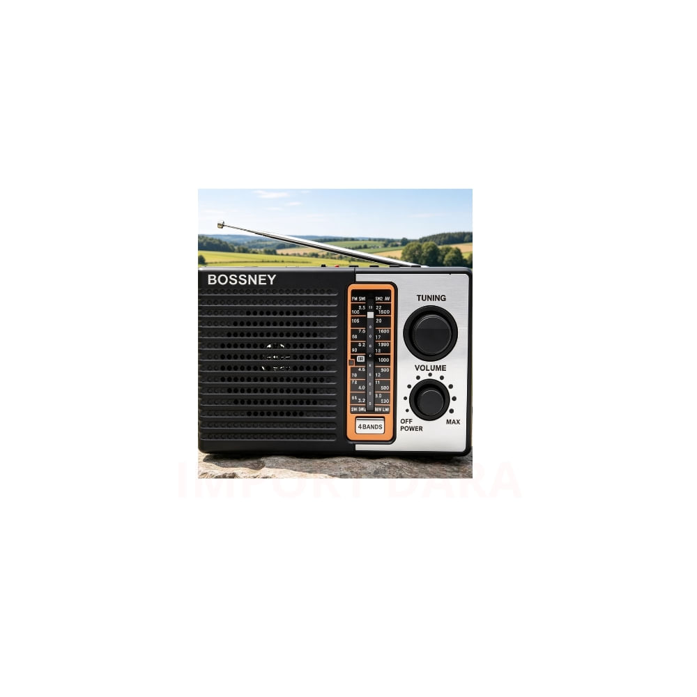 Radio Portátil Bossney 4 Bandas FM  SW1  SW2 AM