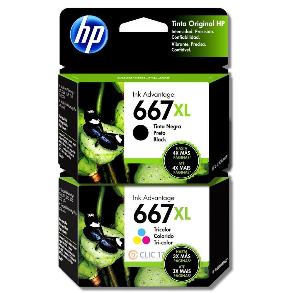 TINTA HP 667XL NEGRO Y TRICOLOR ORIGINAL