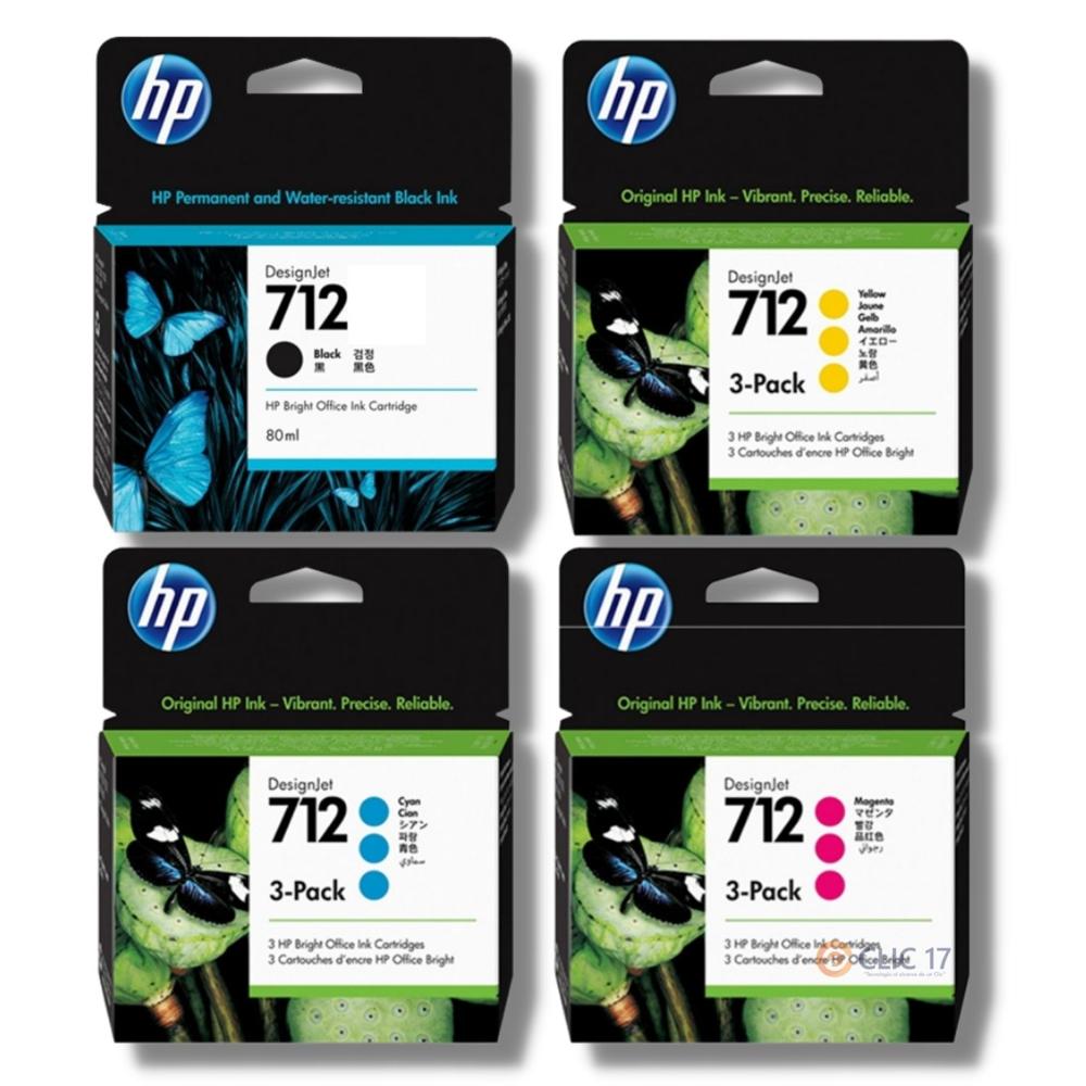 Kit Tinta HP 712 Tripack Cyan, Magenta, Amarillo, Negro Original