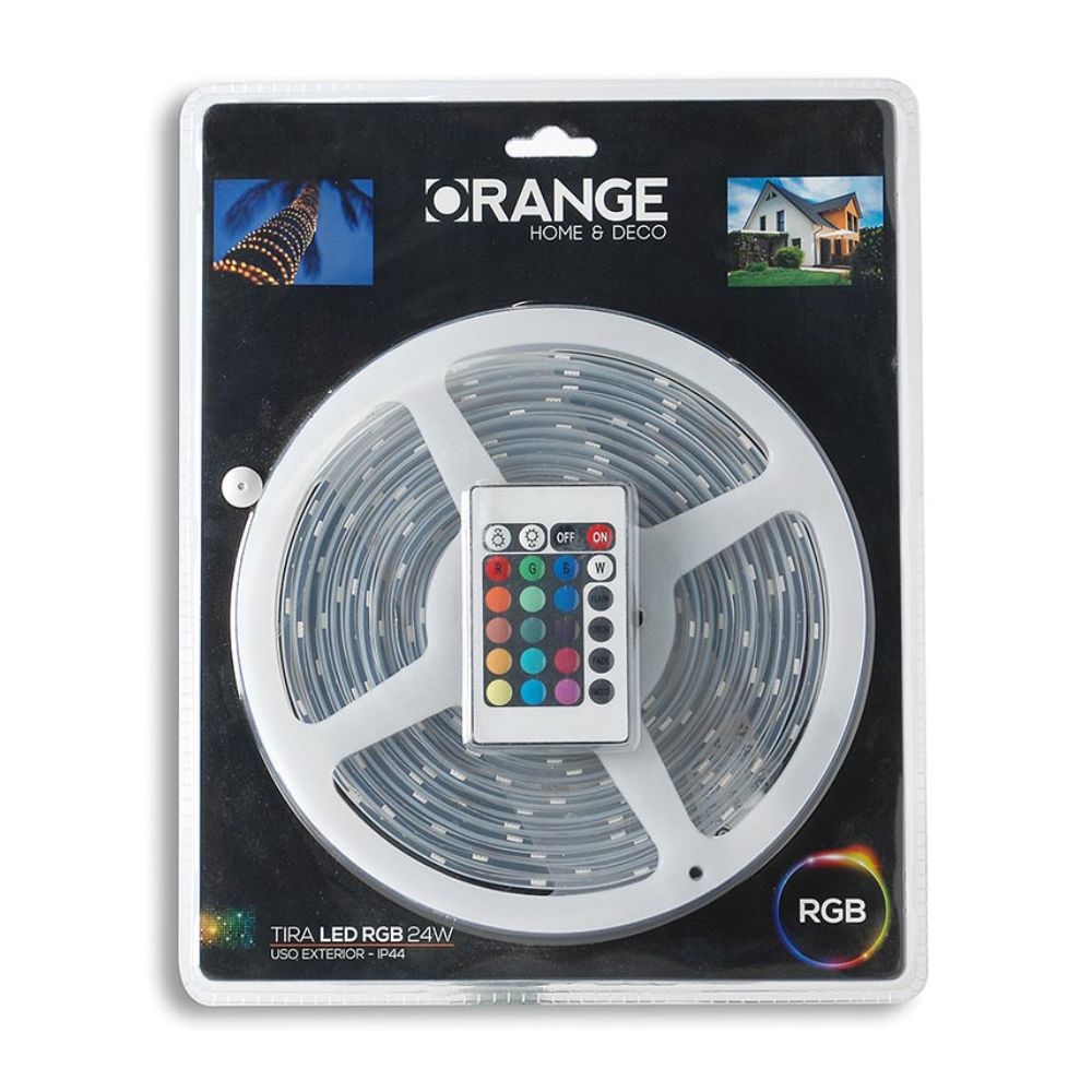 Tira de luces LED 24W RGB para exterior 5 metros Orange