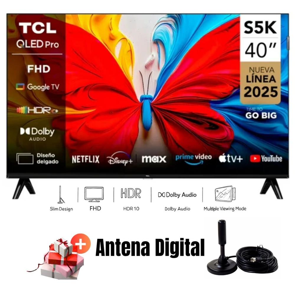 Televisor Smart TV 40'' TCL QLED FHD GOOGLE TV 40S5K 2025 - Antena Digital