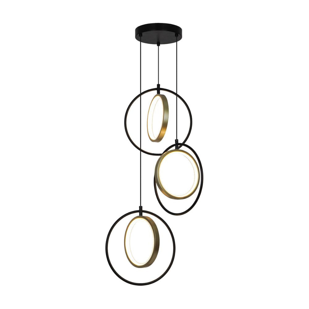 Lámpara Colgante Led Orange Aura Luz Cálida Negro/Oro