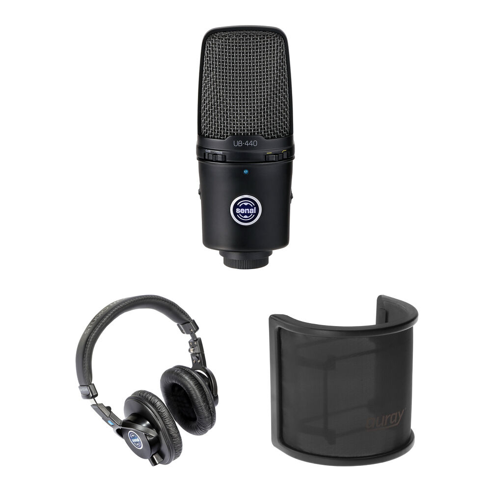Senal UB-440 Mic Kit con Auriculares SMH-1000 y Filtro Antipop - Micrófono USB Cardioide,