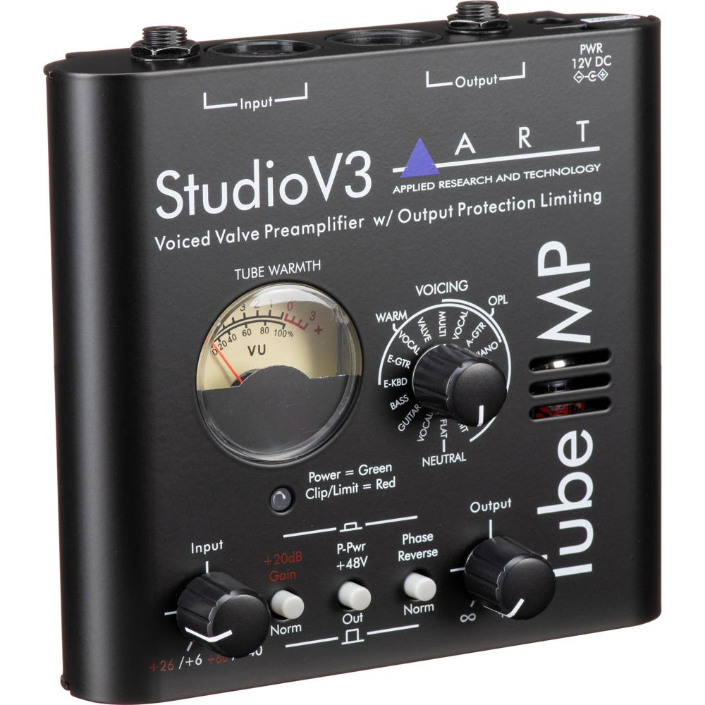 ART Tube MP Studio V3 Preamplificador de Micrófono con 12AX7a, 80 dB de Ganancia, V3 Vari