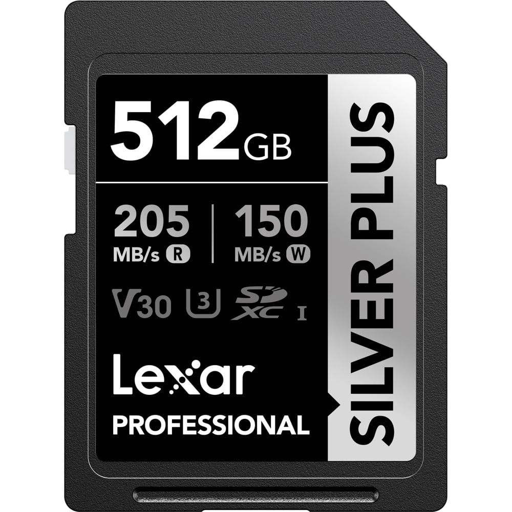 Lexar Tarjeta de Memoria SDXC 512GB Professional SILVER PLUS UHS-I V30 - 205 MB/s Lectura,