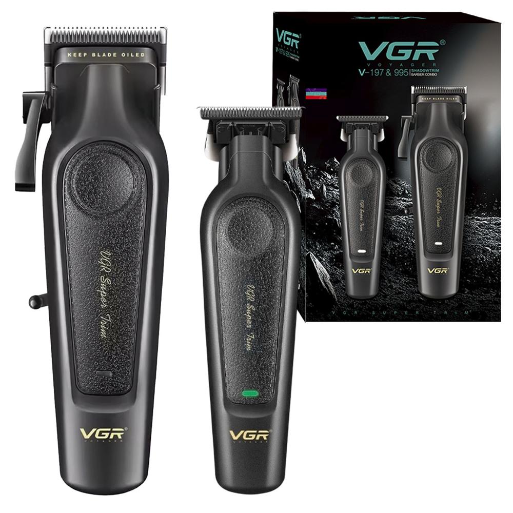Combo Barber Profesional Cortadora de Cabello y Trimmer Barba Inalámbrico USB VGR