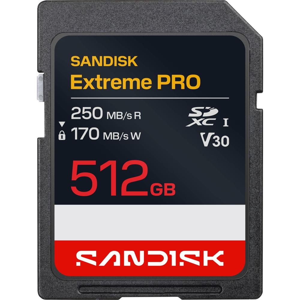 SanDisk Extreme PRO 512GB UHS-I SDXC Memory Card - V30, U3, 250 MB/s de Lectura, 170 MB/s