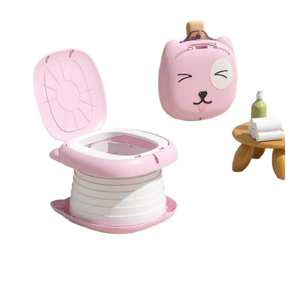 Inodoro Bacín Portátil Plegable - Rosado