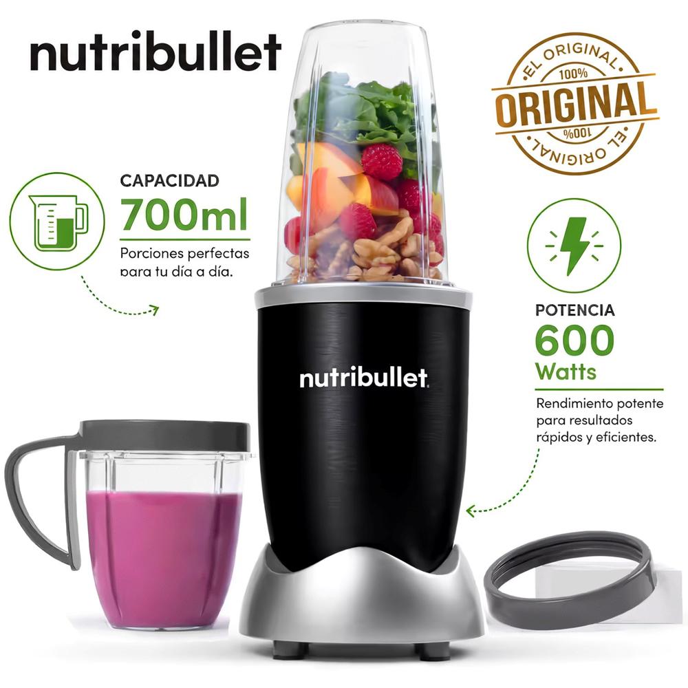 Licuadora Portátil Nutribullet 600 para Smoothies y Batidos 700ml Negro