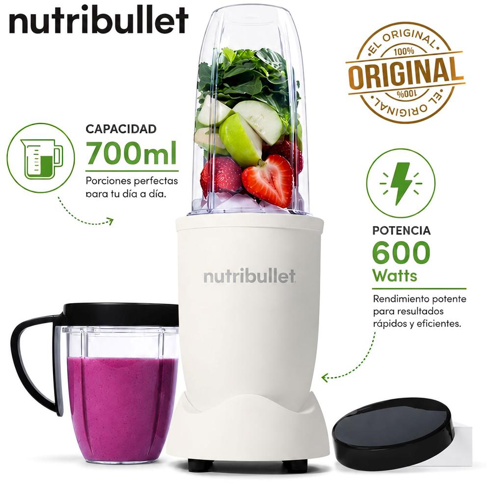 Licuadora Portátil Nutribullet 600 para Smoothies y Batidos 700ml Blanco