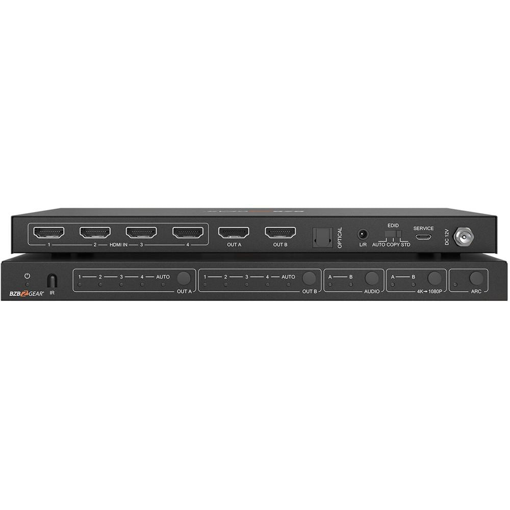 BZBGEAR Matriz Switcher HDMI 4x2 4K60 18 Gb/s con Soporte de Audio y Escalado