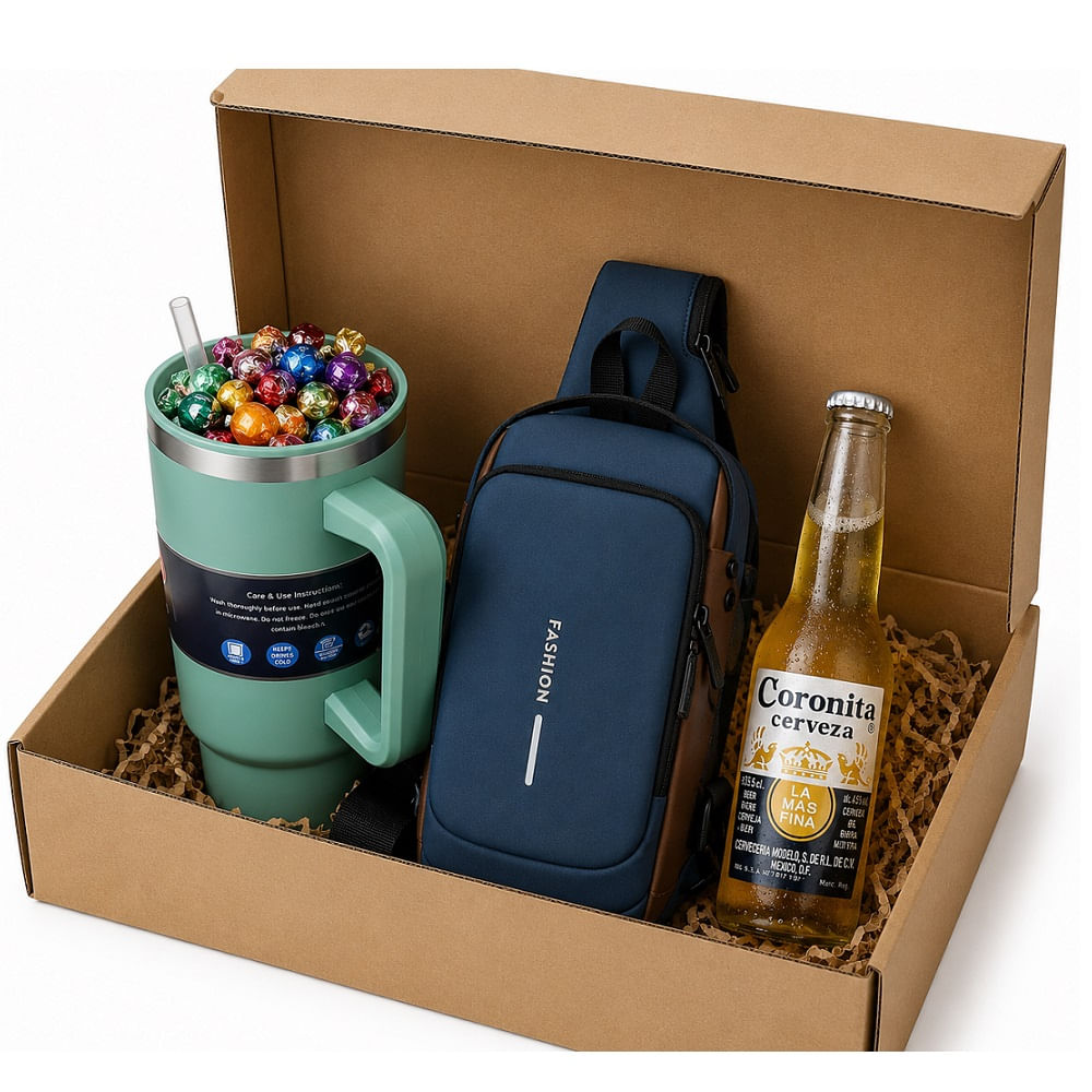 Pack Premium de Un Morral Antirrobo y Vasos Dia del Padre