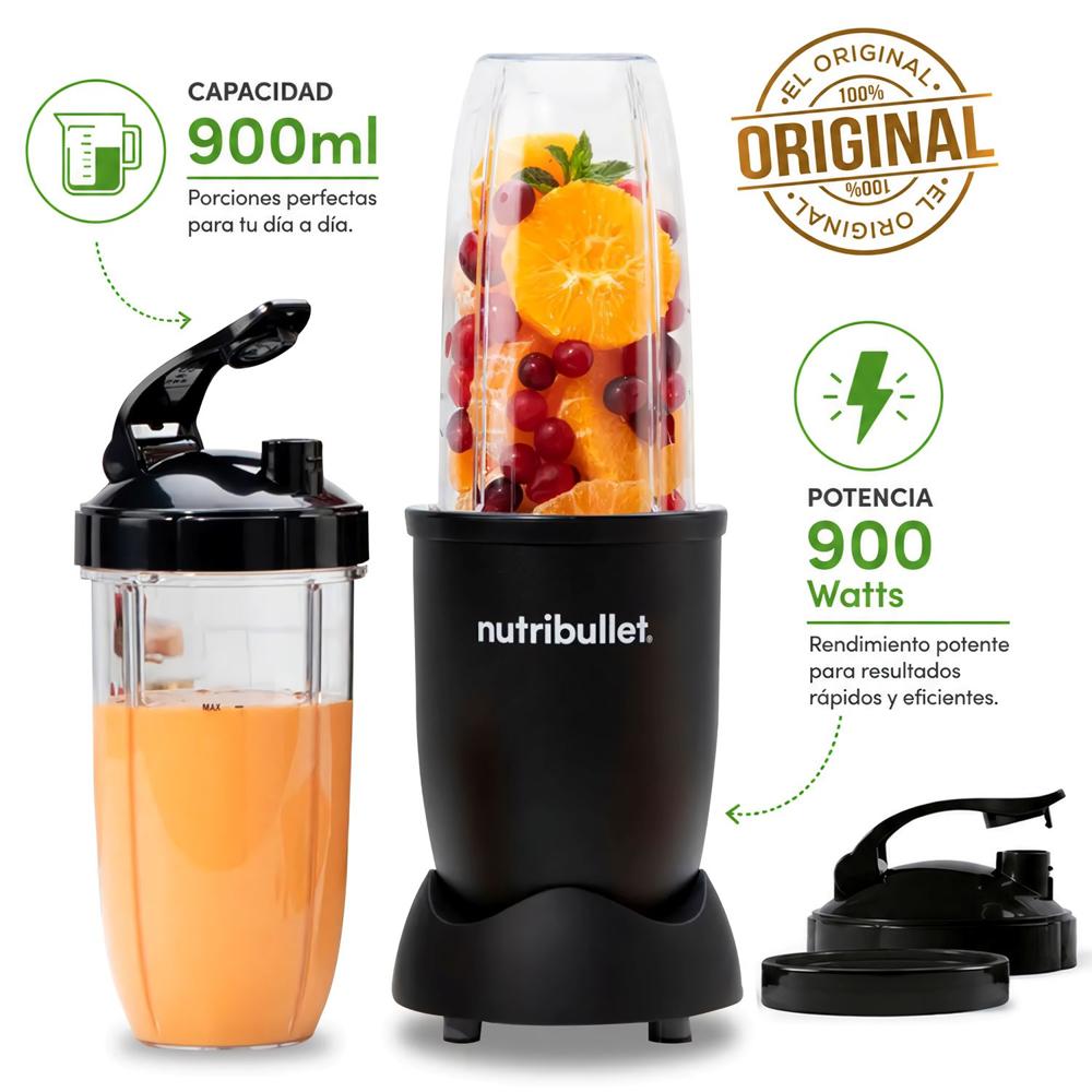 Licuadora Portátil Nutribullet PRO 900 para Smoothies y Batidos Negro