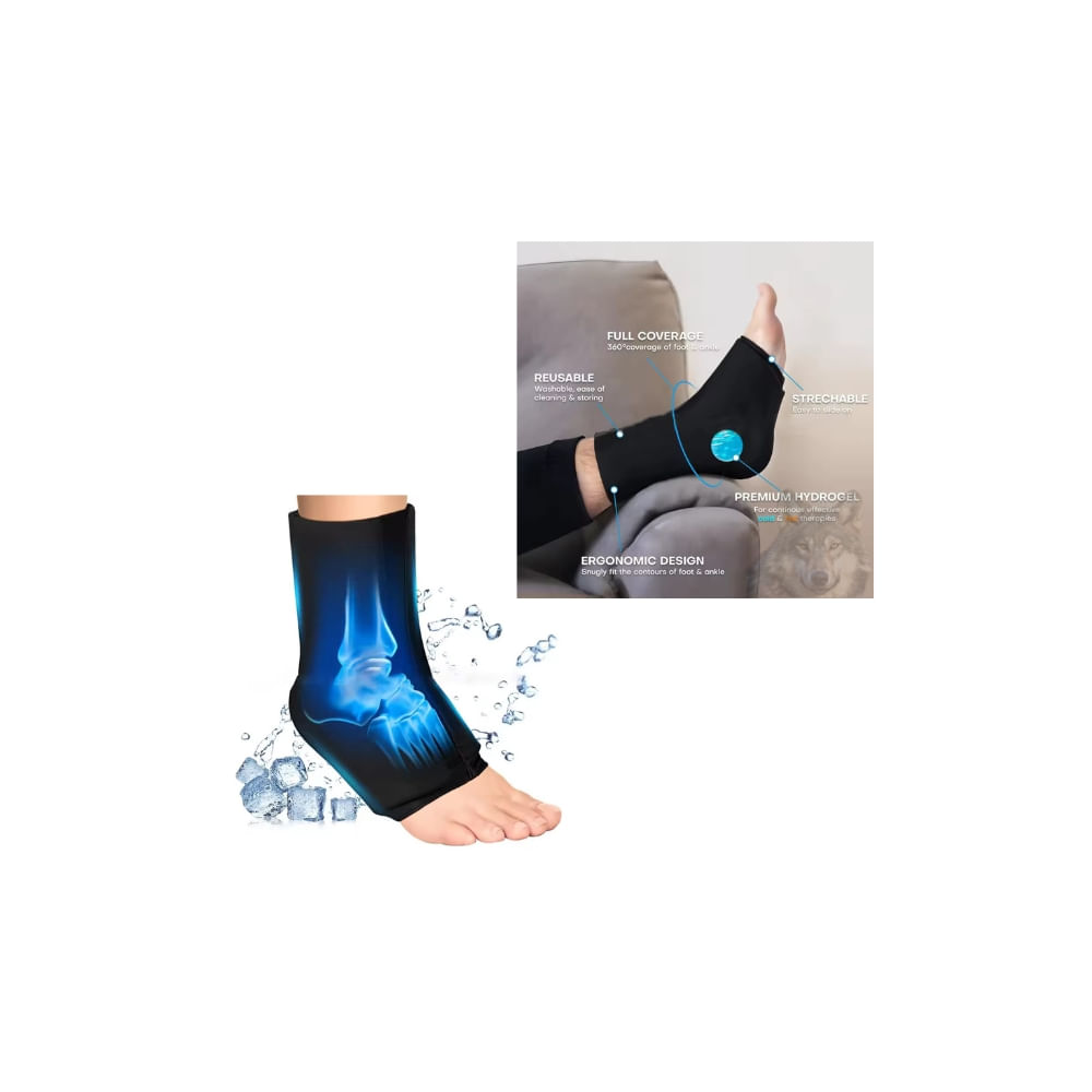 TOBILLERA ALIVIA DOLOR CON GEL PARA TERAPIA DE FRÍO Y CALOR