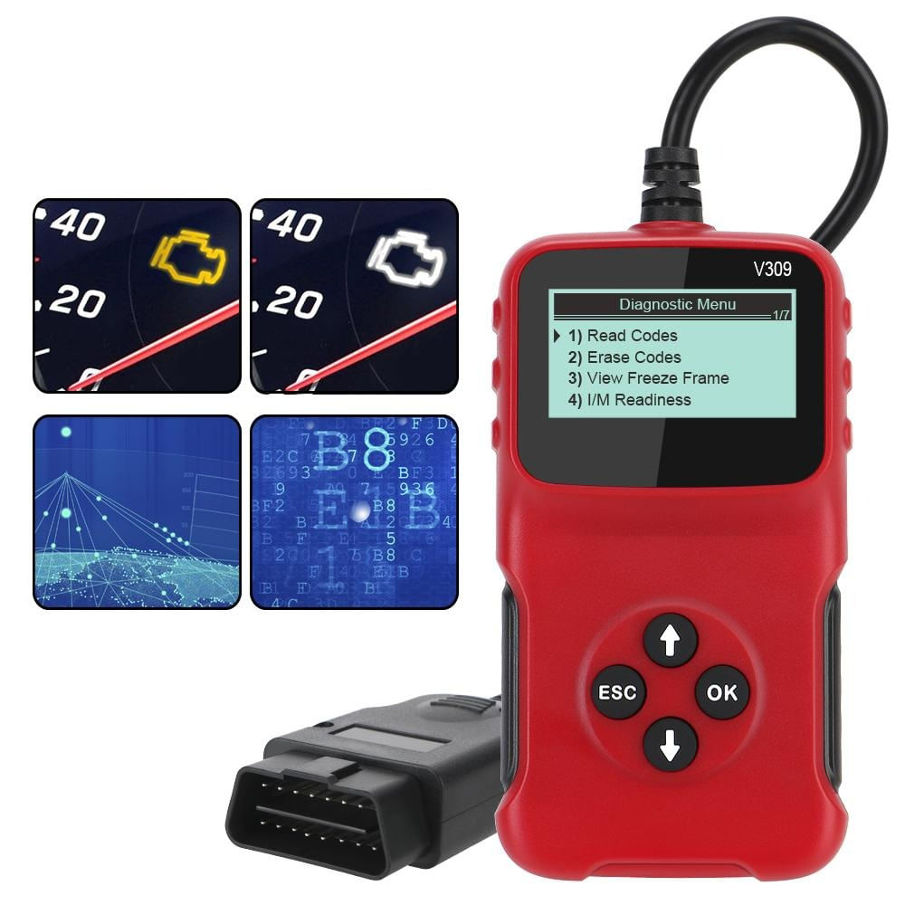 Escáner Automotriz OBD2 V309 Lector de Códigos y Borrador Check Engine V309